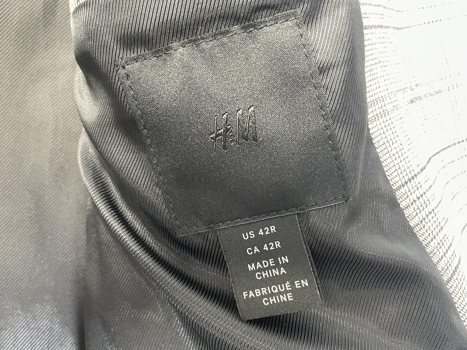 H&M Topcoat Mens 42R Gray Glen Plaid Overcoat 3 Button Lined Pockets Notch Lapel