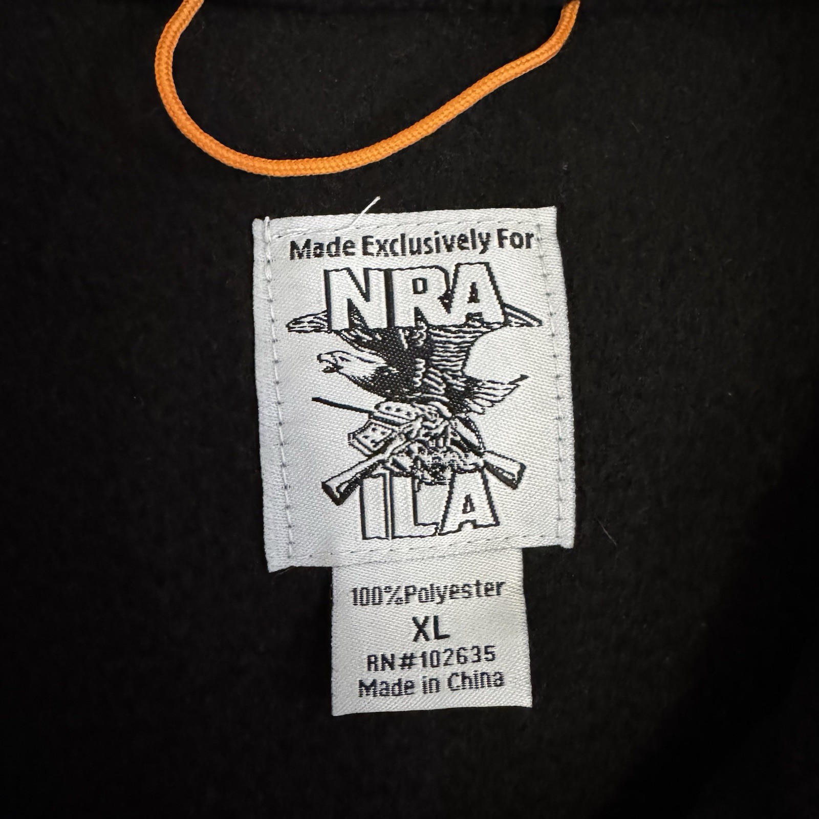 NRA ILA Black National Rifle Association Full Zip Fleece Vest Men’s Size XL