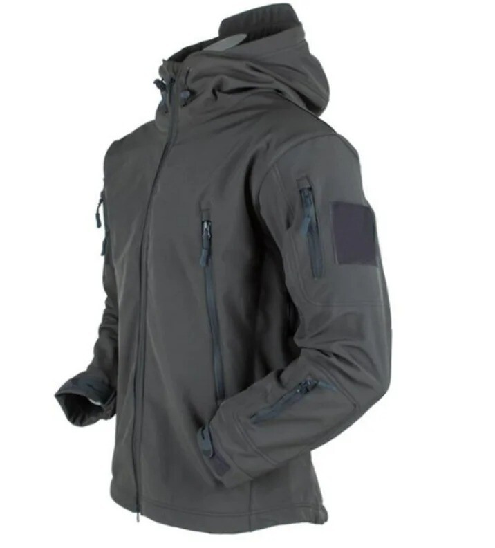 Mens Zipper Softshell Jackets Tactical Waterproof Winter Hooded Coat Fleece Jump