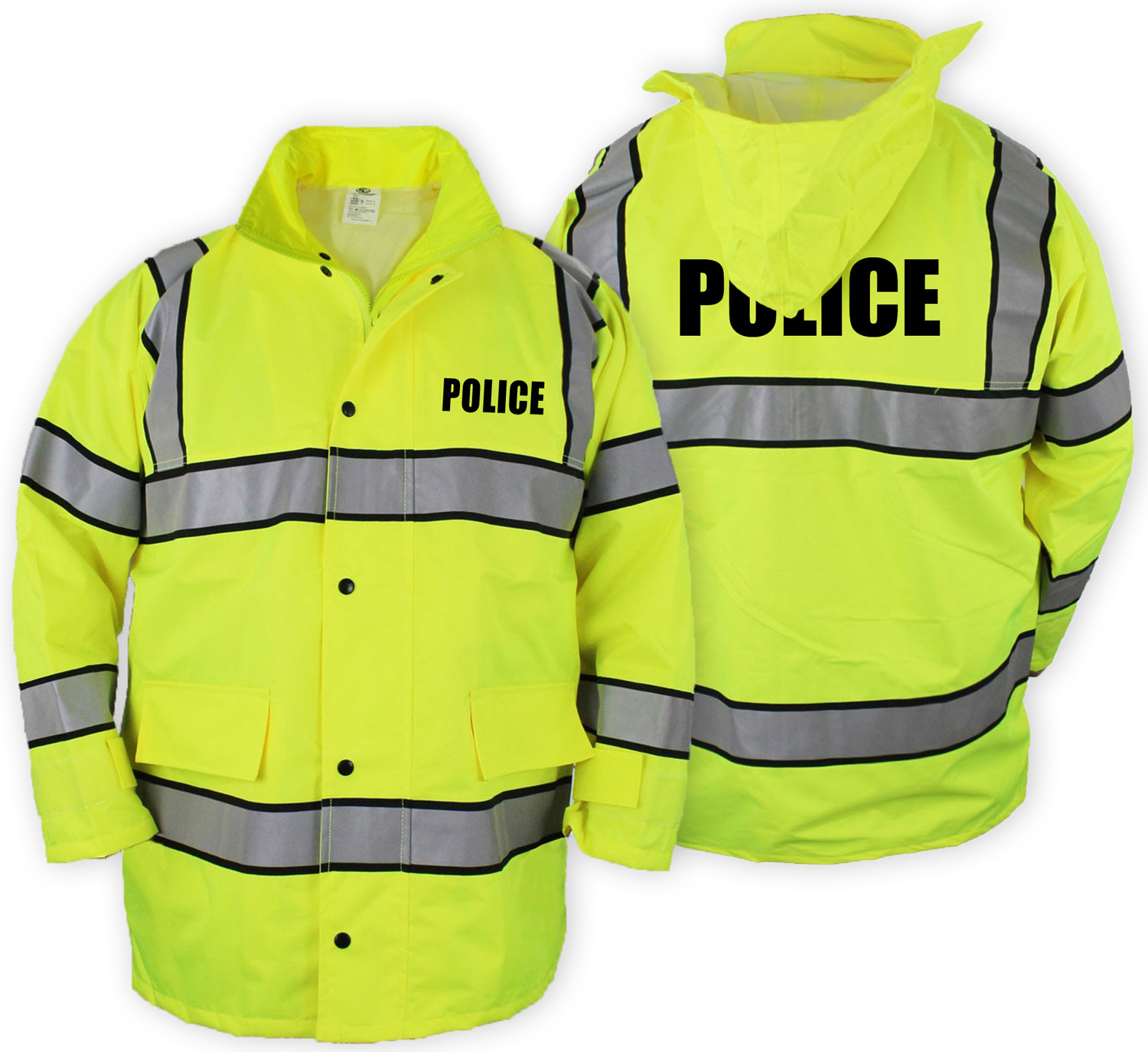 High Visibility Raincoat with Reflective Stripes (Lime Green)