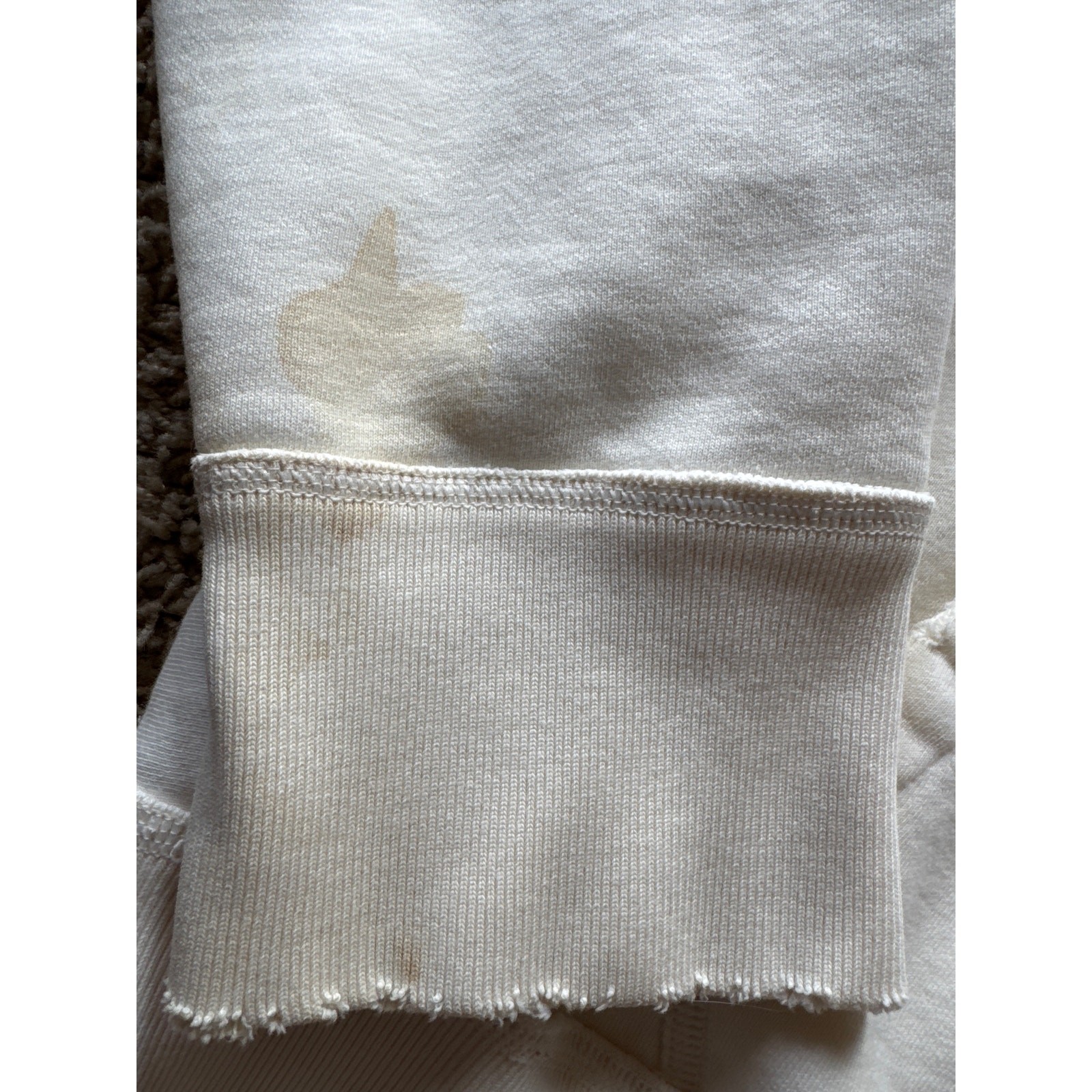 Abercrombie & Fitch Heavy Cotton Raw Hem Large Ivory Full Zip Sweat Jacket