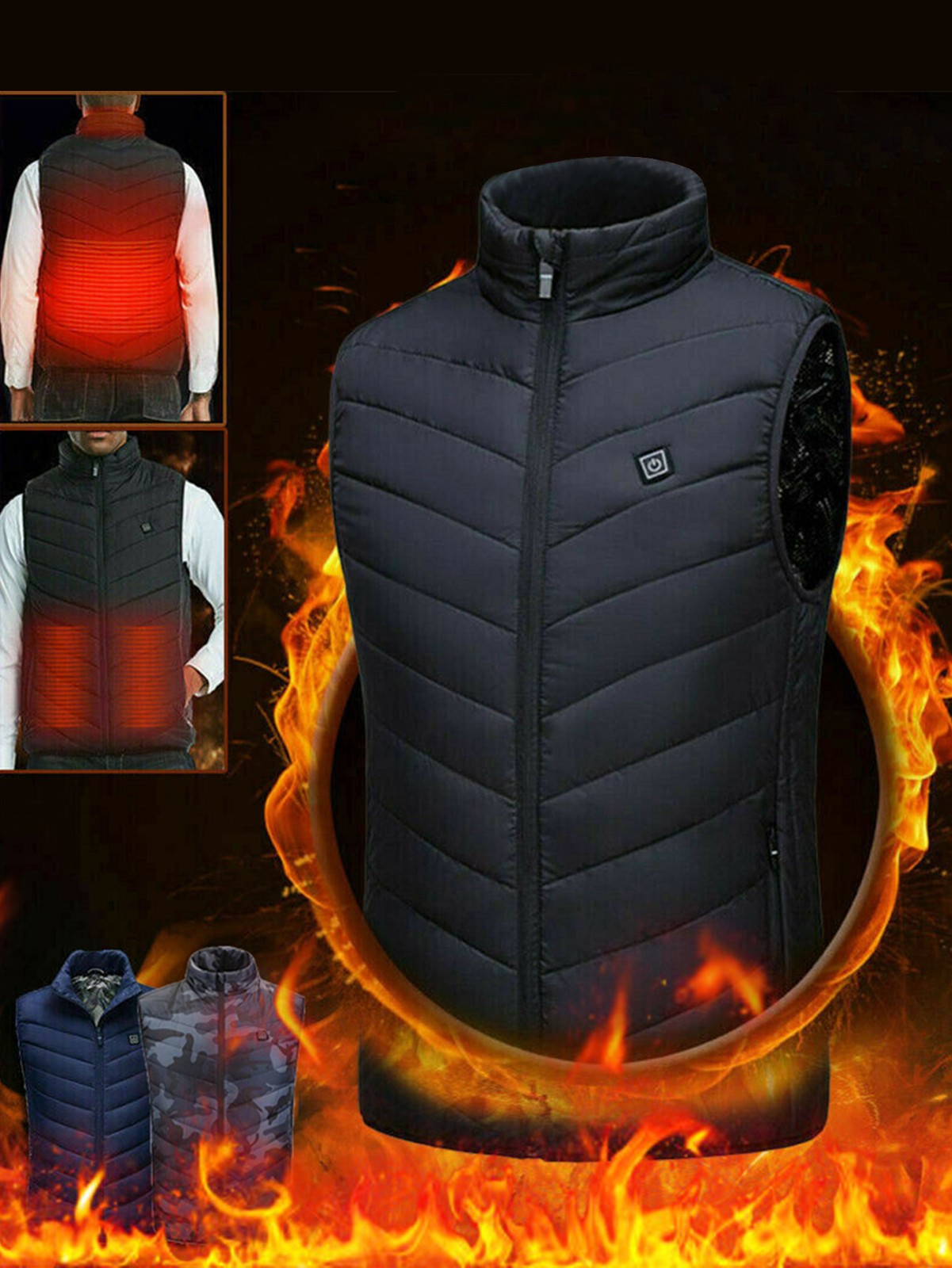 2 Pack Heated Vest Winter Sleeveless Jacket Body Warmer Washable Electric Jacket