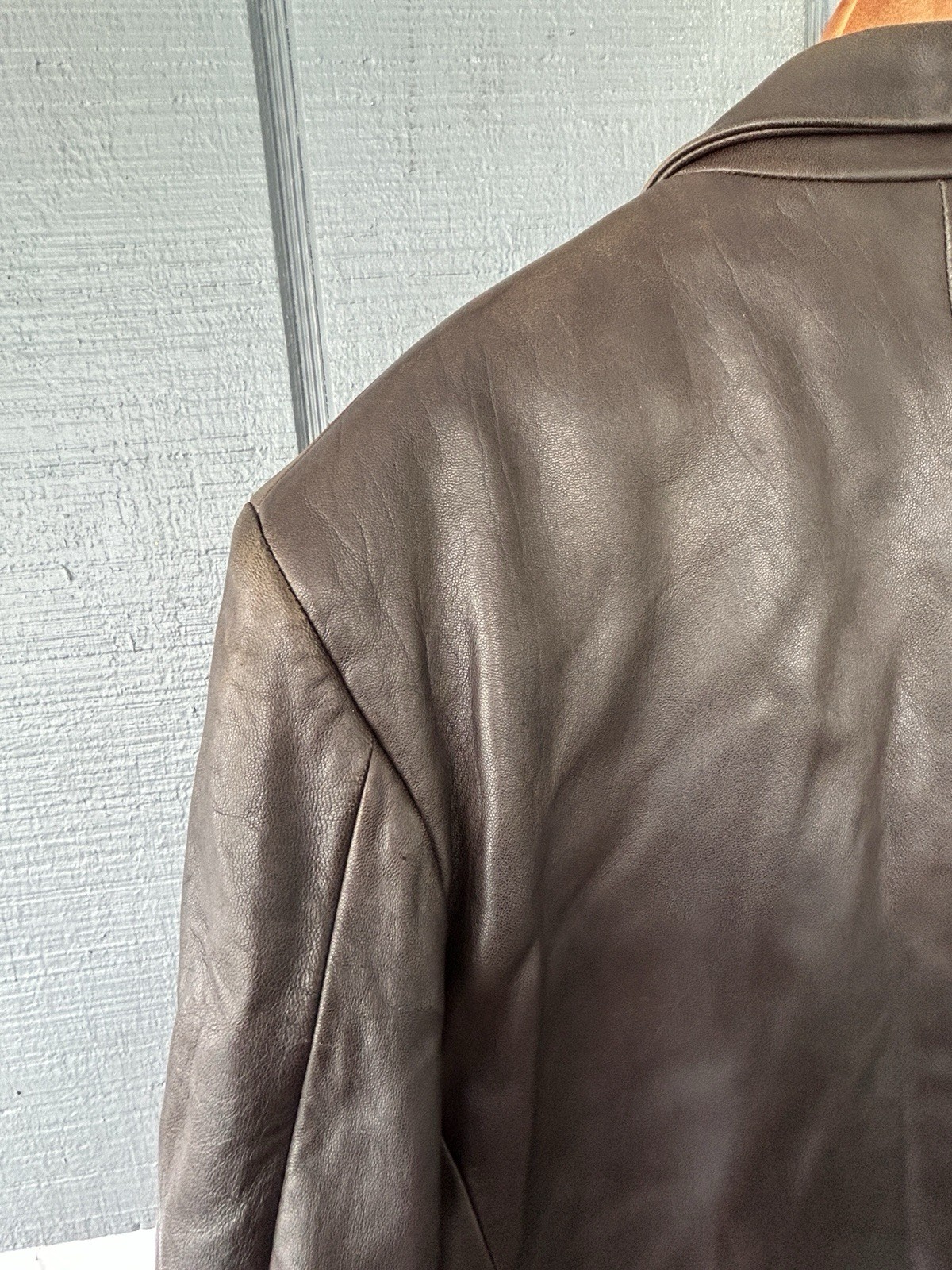 Banana Republic Leather Blazer Jacket Mens Large Brown Two Button