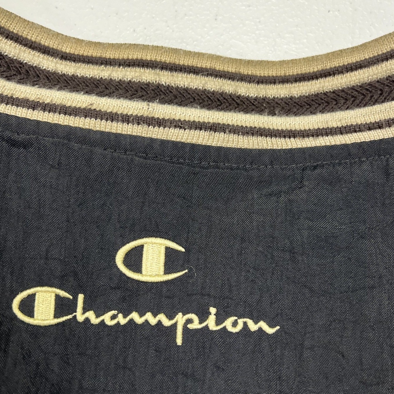 Champion Windbreaker Pullover Mens XL Black Guinness V-Neck Embroidered B2