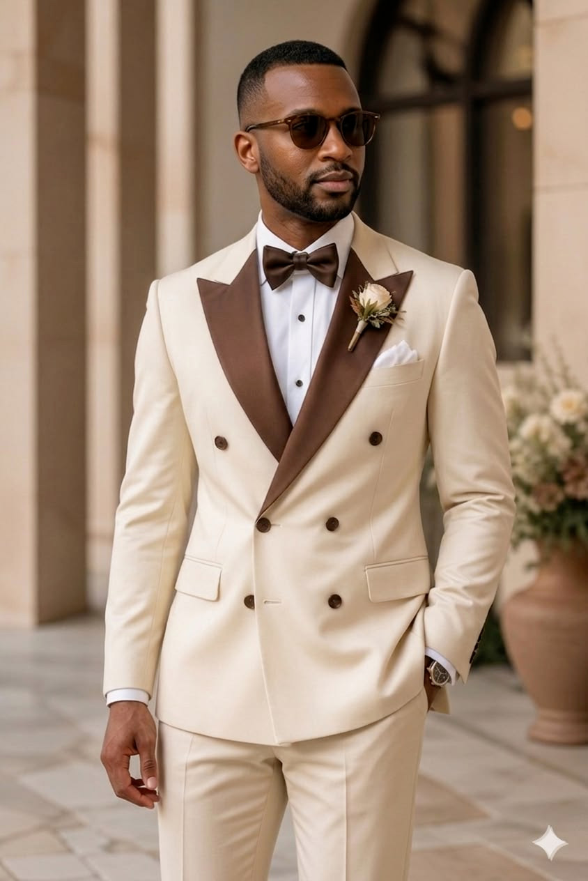 Formal Banuqet Men Suits Evening 2Pcs Peak Lapel Prom Double Breasted Jacket