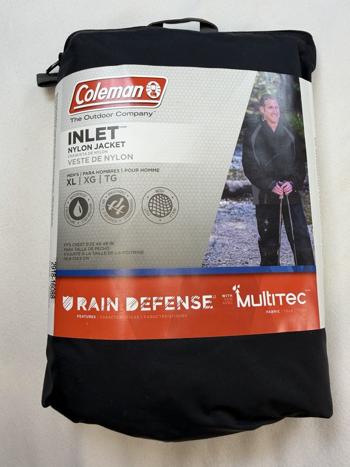 Colman Men’s Inlet Nylon Jacket Waterproof Black Gray XL NEW
