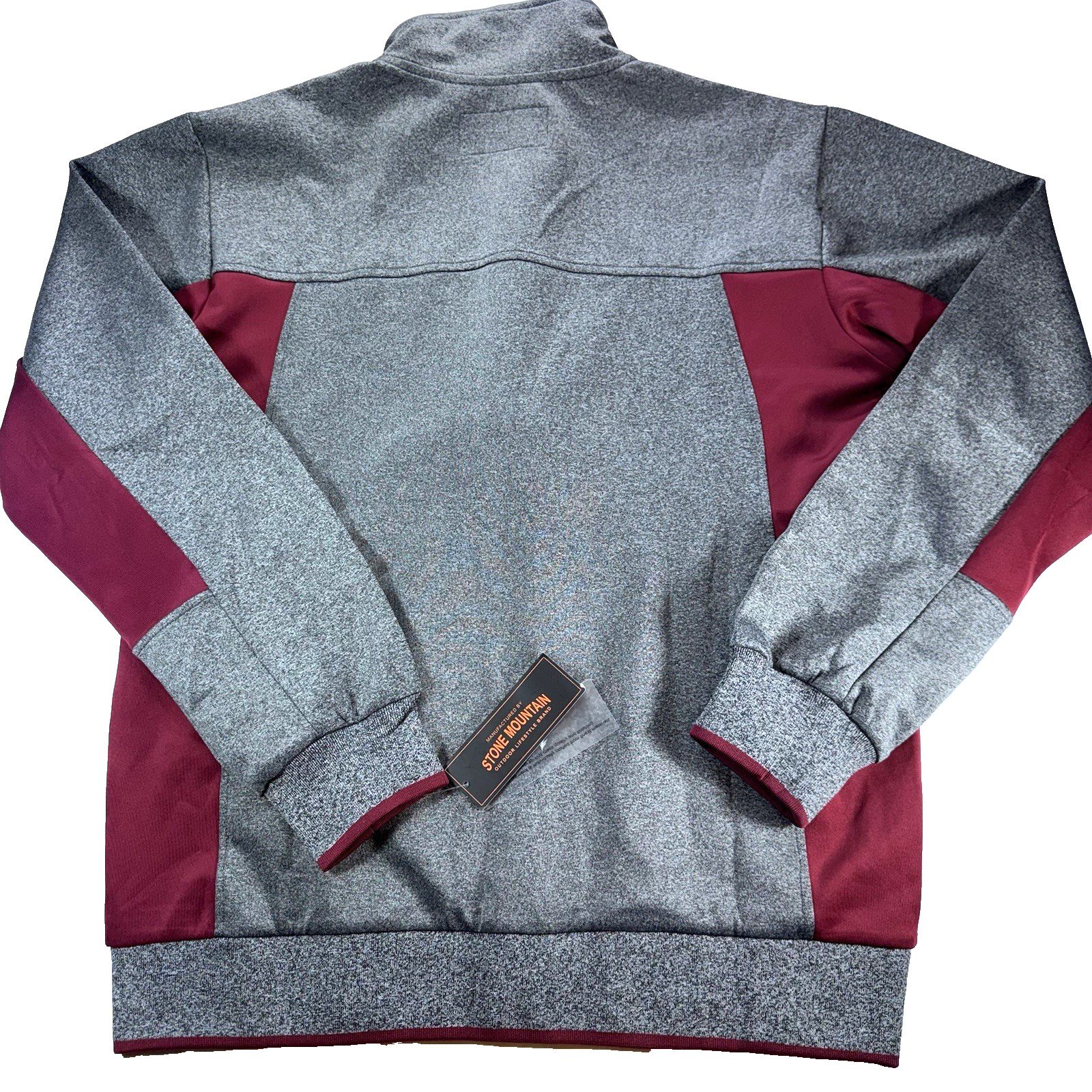 NEW Stone Mountain Jacket Mens Med Full Zip Gray Burgundy Mock Neck