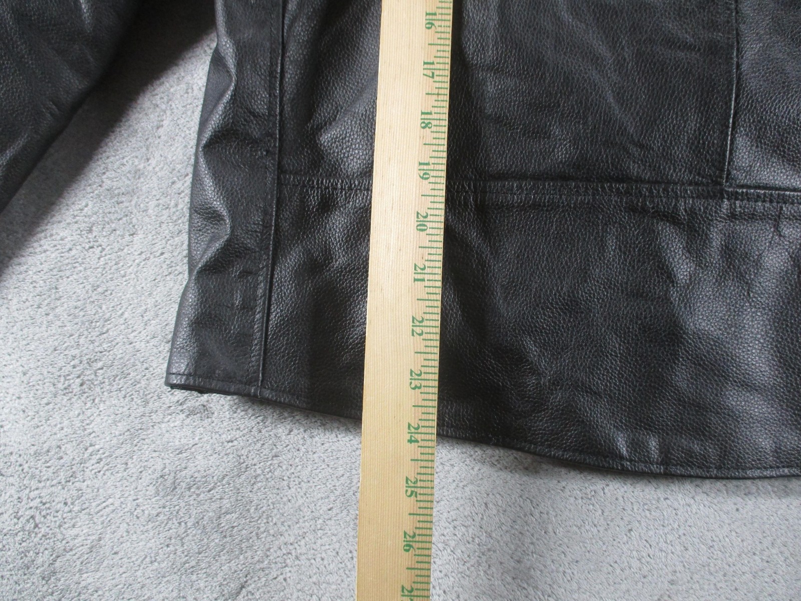 Leather Motorcycle Jacket Mens 44 Black Belted Biker Zipper Pockets Lined