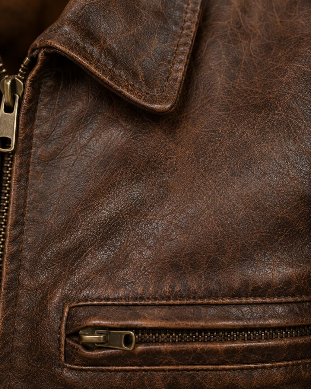 Vintage Brown Leather Jacket – Classic Retro Biker Style