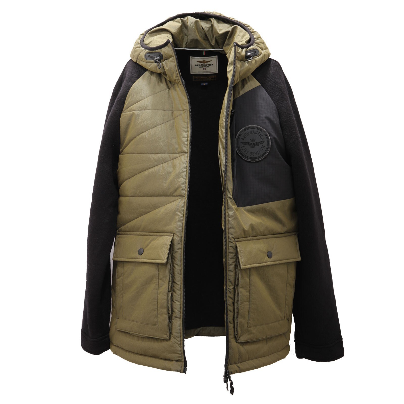 4395AE giubbotto uomo AERONAUTICA MILITARE green wool/poliestere jacket man