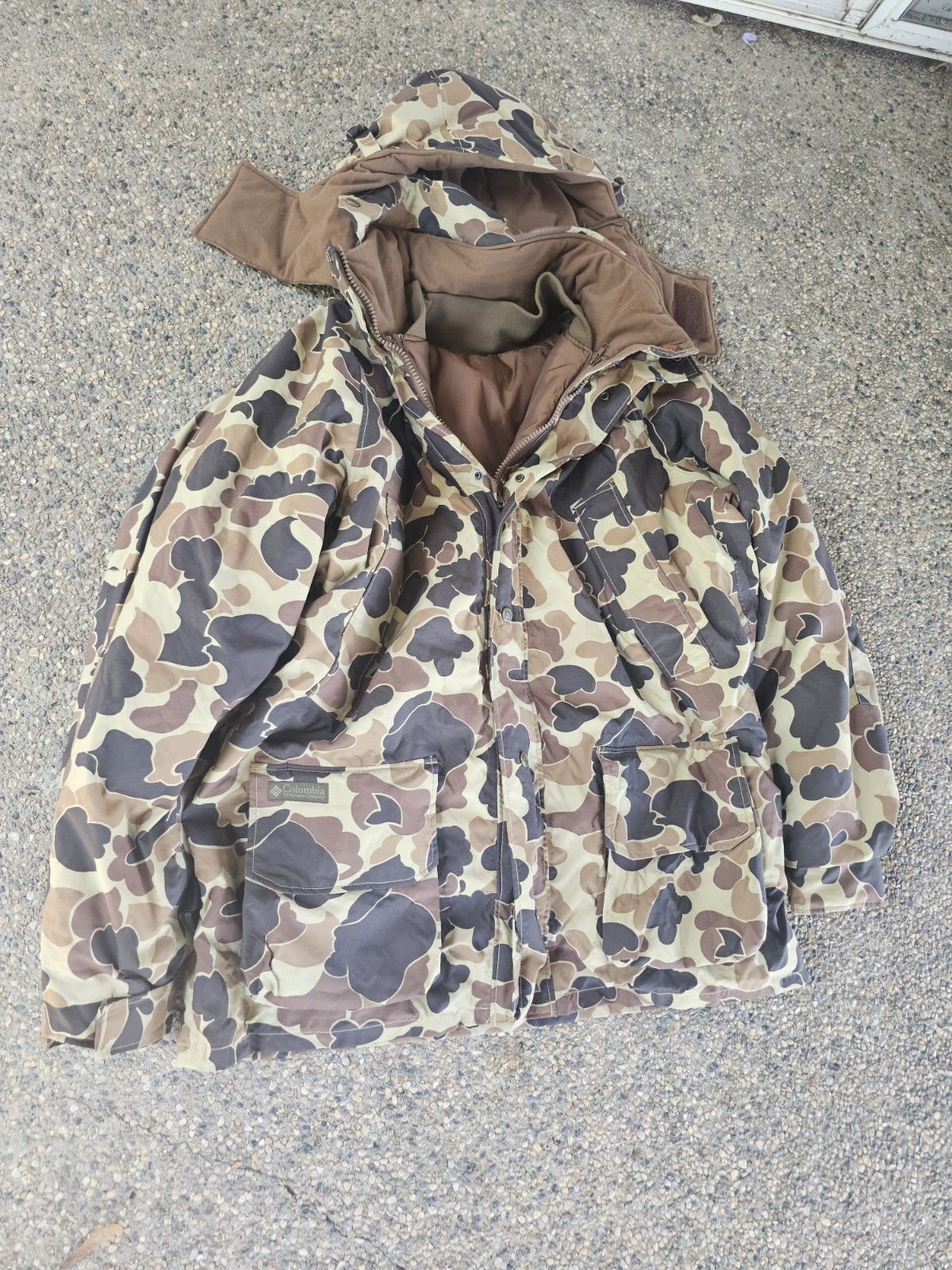 VTG Columbia Omni Tech Duck Camo Hunting 3 in 1 piece Jacket Size 2XL