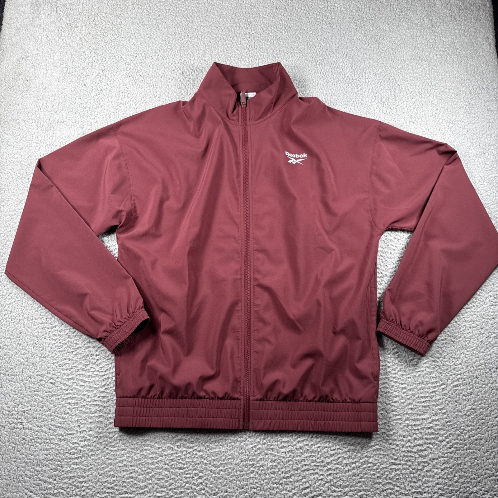 Reebok Jacket Mens M Full Zip Lightweight Performance Polyester Maroon Outdoors