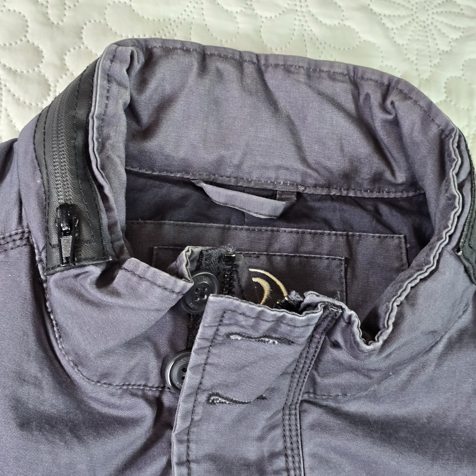 Brandit Britannia Jacket Mens XL Dark Gray Indigo Cotton Military M65 Style Coat