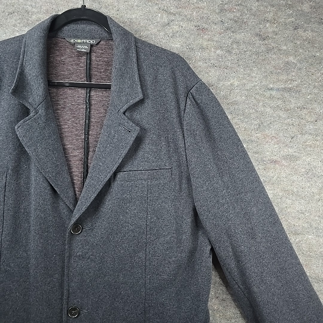 ExOfficio Marco Sport Coat Jacket Gray 3 Button A712 Cotton/Poly/Spandex