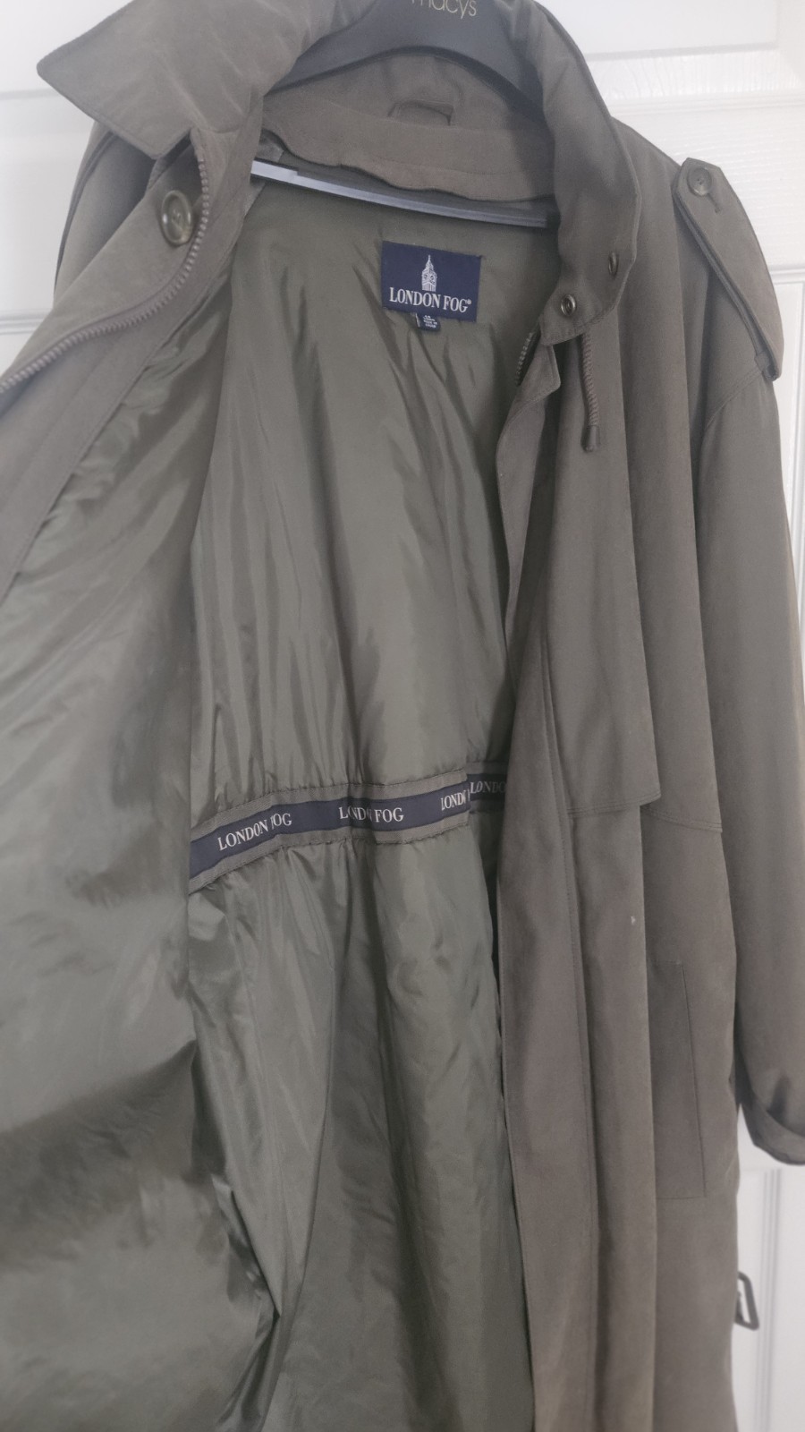 London Fog Black Double-Breasted Trench Coat Men’s Size 46 Reg Removable Lining