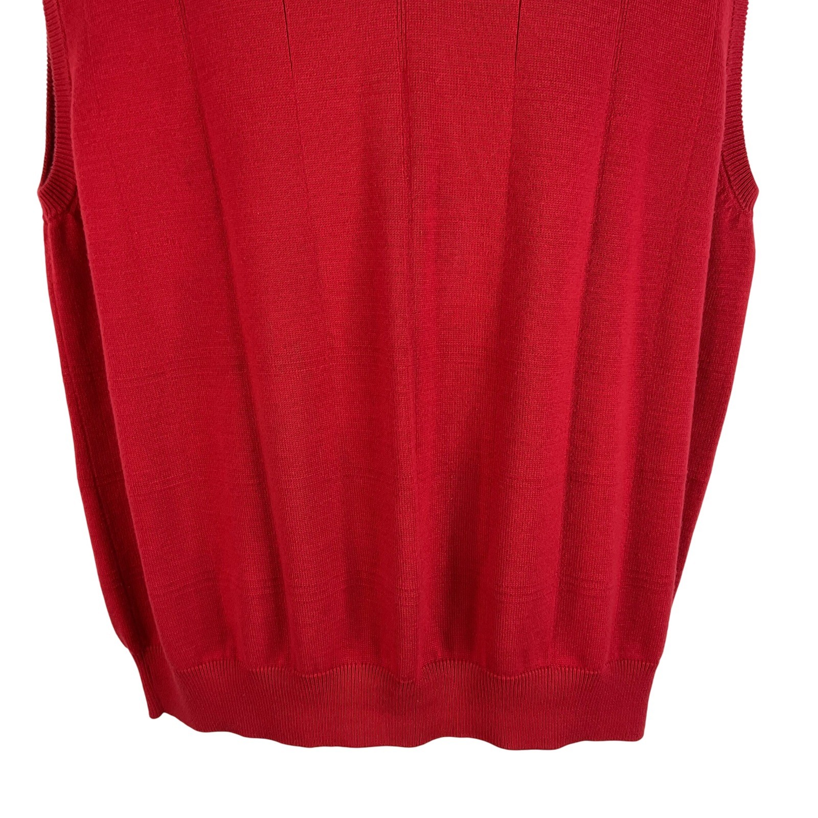 Cotton Traders Men’s Red V Neck Sleeveless Sweater Vest XL 100% Cotton Golf