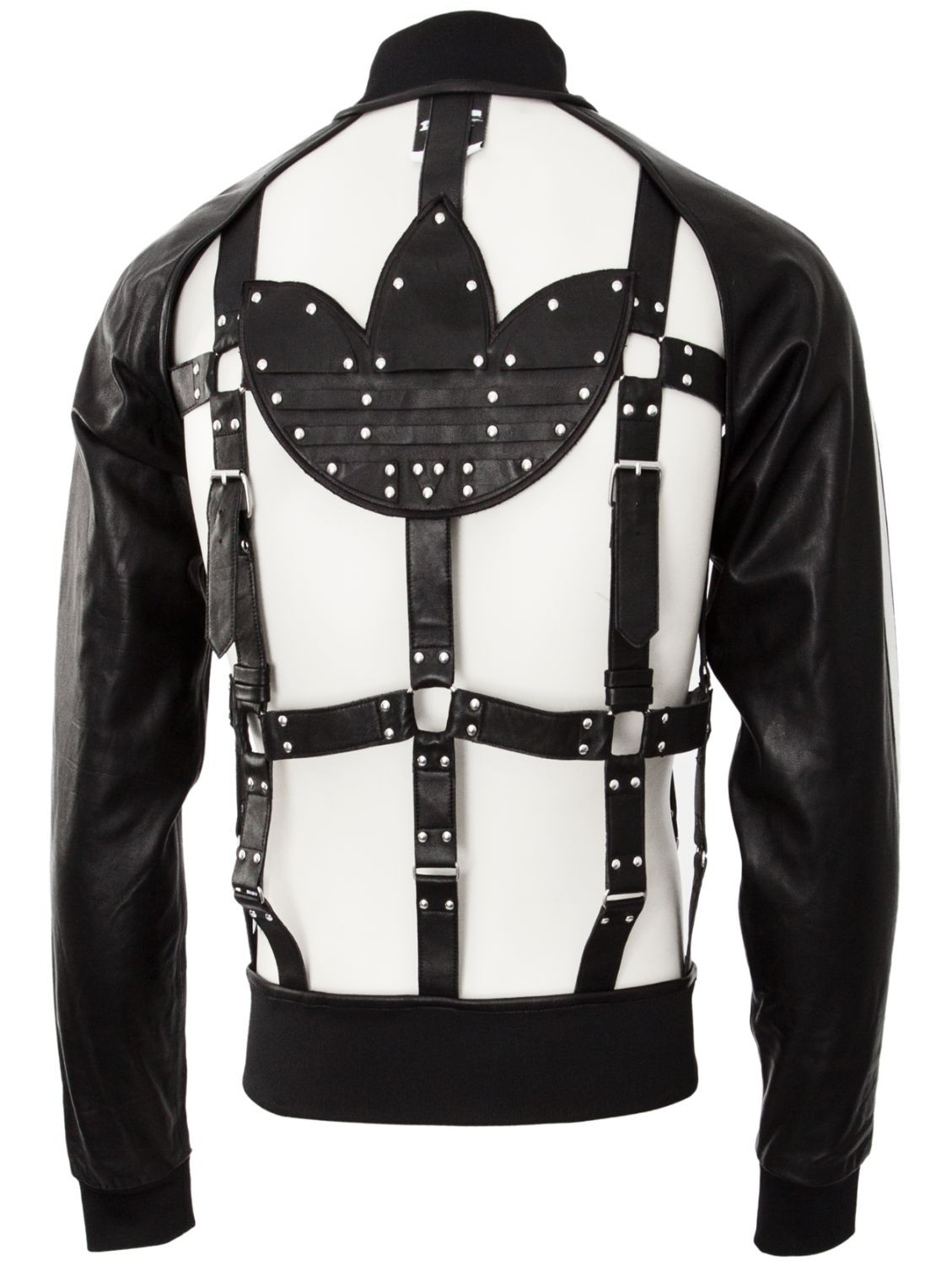 Adidas Originals X Jeremy Scott JS Unisex Bondage Cage LEATHER Black Jacket LMT!
