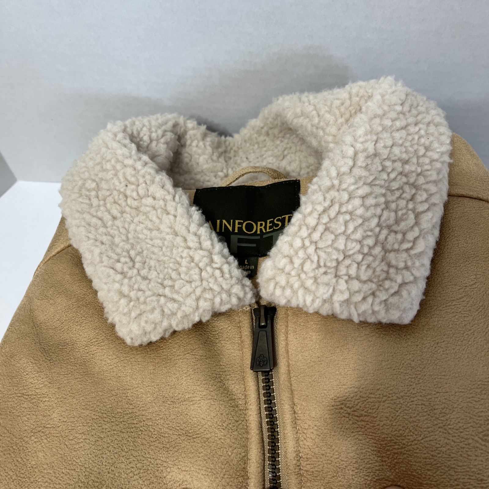 Men’s Large Sherpa Collar Faux Suede Bomber Jacket Full Zip Casual Western Coat