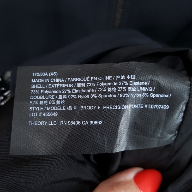 THEORY Jacket Mens XS Black Zip Up All Season BRODY Precision Ponte $425