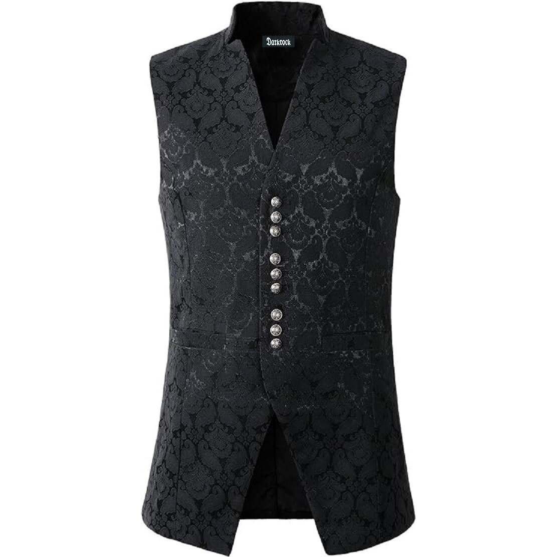 Men’s Victorian Black Handmade Waistcoat Vest Jacquard Tuxedo Suit Ves/USA