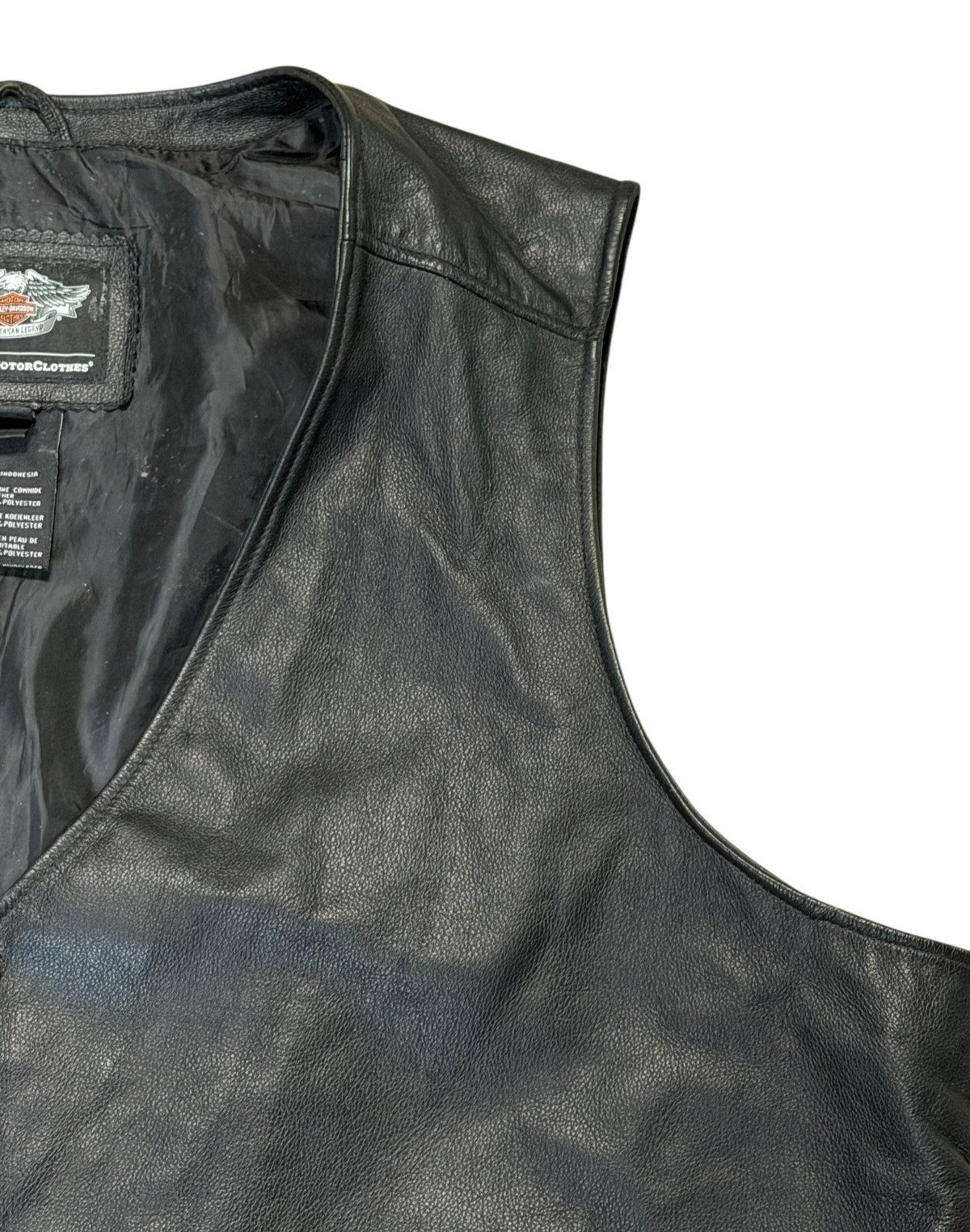 Harley-Davidson Men’s 3XL Black Leather Lace Side Vest Cowhide 98103-02VM