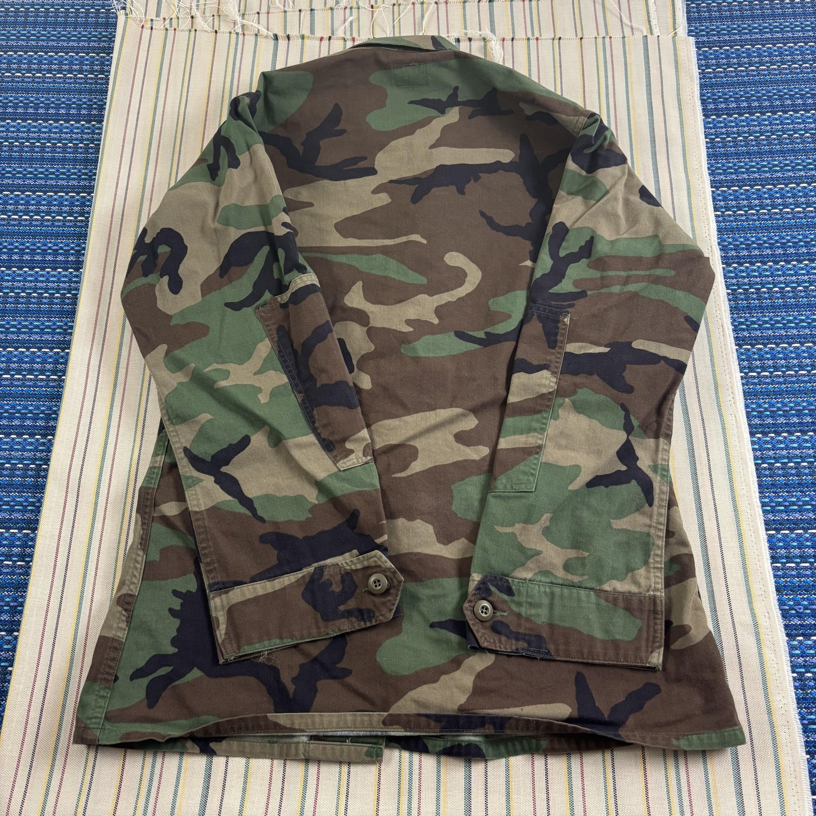 Vintage US Military BDU Coat Mens Medium Long Woodland Camo Combat Army 90s Y2K