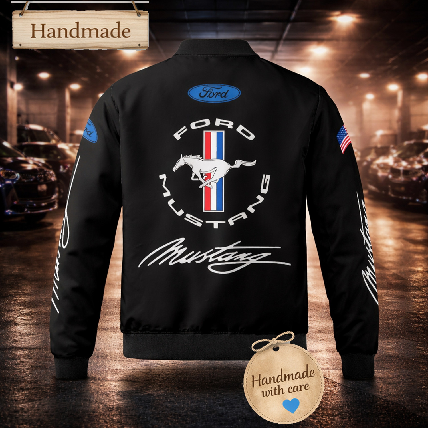 Mustang Racing Bomber Gift Ideas for Him Muscle Car Windproof Lightweight Jacket