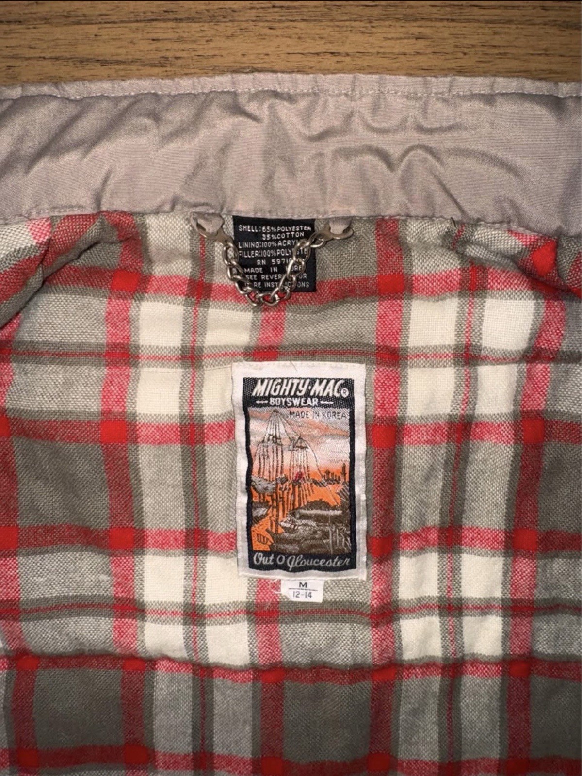 Mighty-Mac Boyswear Lined Utility Vest Plaid Lining Button/Zip Stand-Up M