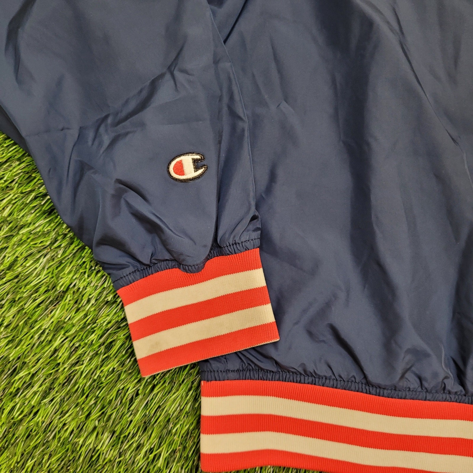Vintage Y2K Champion Varsity Bomber Jacket Large 23×27 Blue