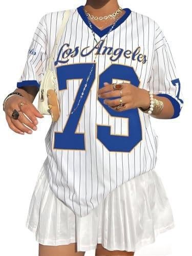 Oversized Men V-Neck Letter Print Y2K Streetwear Vintage Jersey Shirt