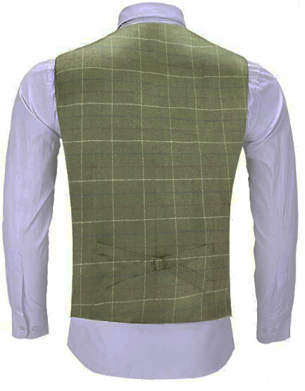 Men Plaid Waistcoat Tweed Vest Windowpane Wedding Vintage Wool Herringbone Groom