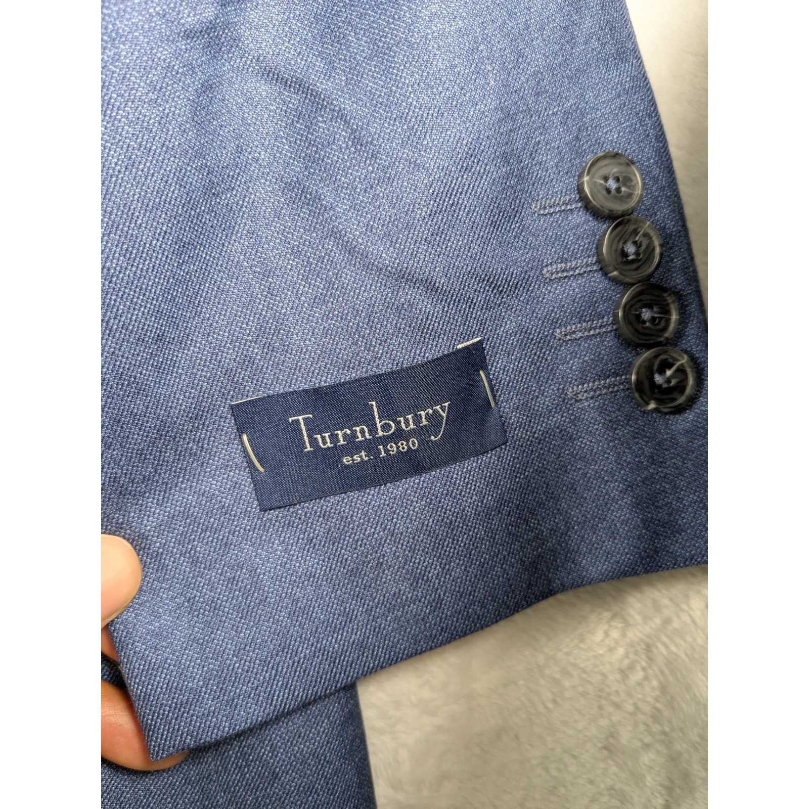 Turnbury Mens Made in Jordan Gray Two Button Blazer Jacket Business Attire