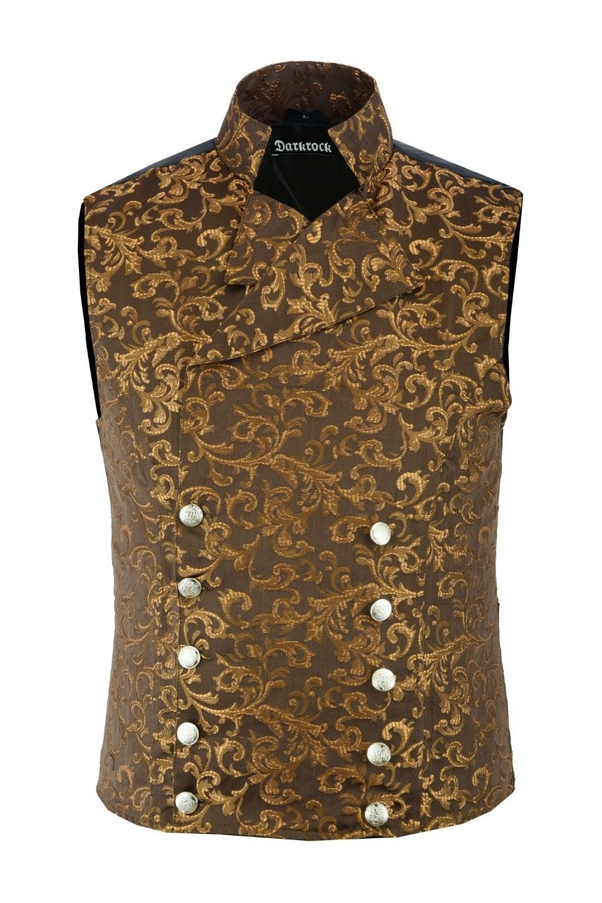Men’s Brocade Double-Breasted Vest Waistcoat Gothic Aristocrat Steampunk