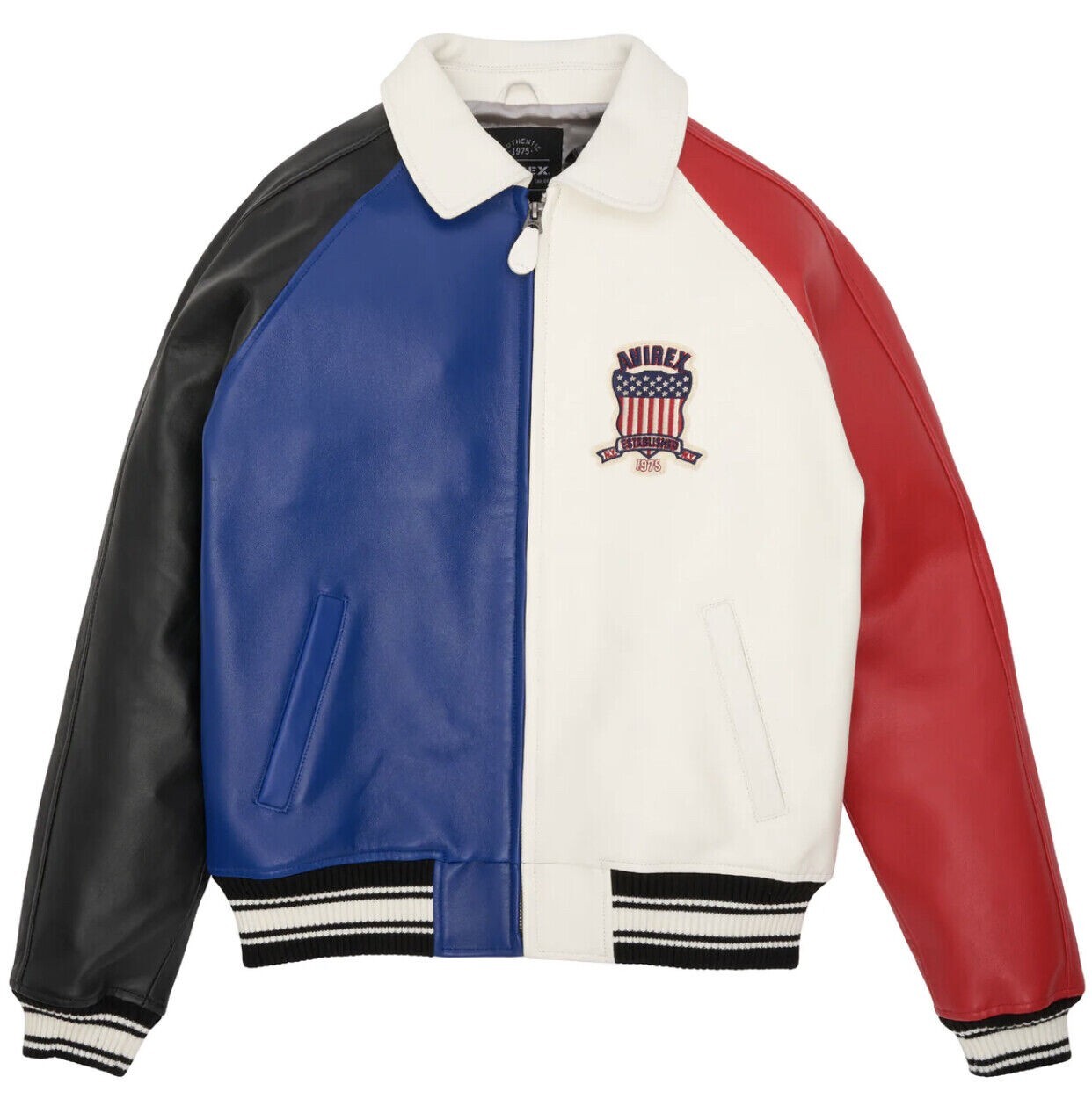 Men Avirex Multi Color Real Bomber American Flight Jacket Leather Jacket for Men