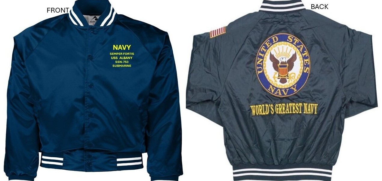USS CONNECTICUT SSN-22*SUBMARINE*EMBROIDERED SATIN JACKET OFFICIALLY LICENSED