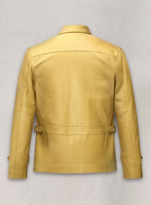 Men’s Celebrity Style Yellow BIker Leather Jacket 100% Lambskin S M L XL 2XL 3XL