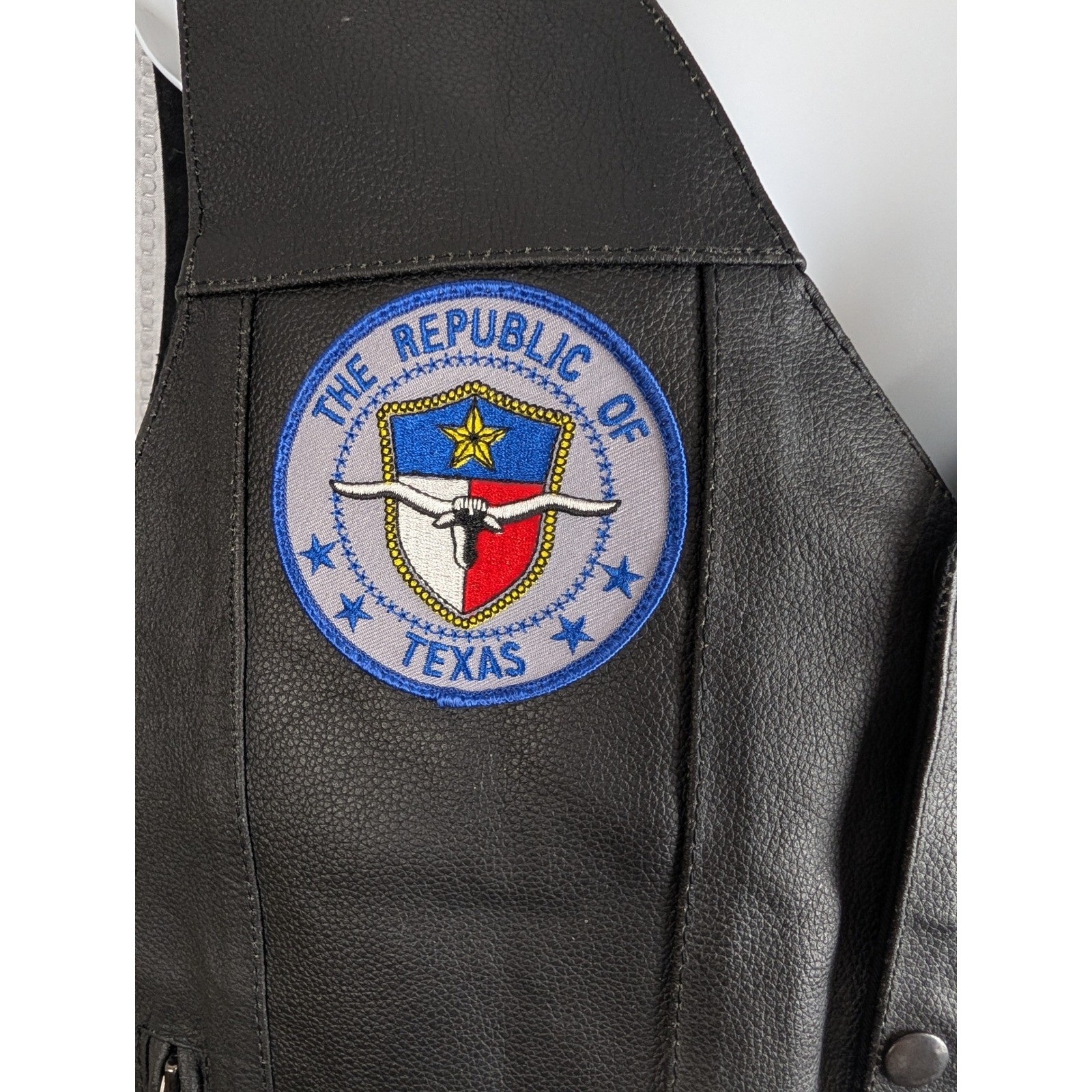 Highway Hawks Mens XL Black Leather Biker Vest Texas Scottish Patches Side Lace