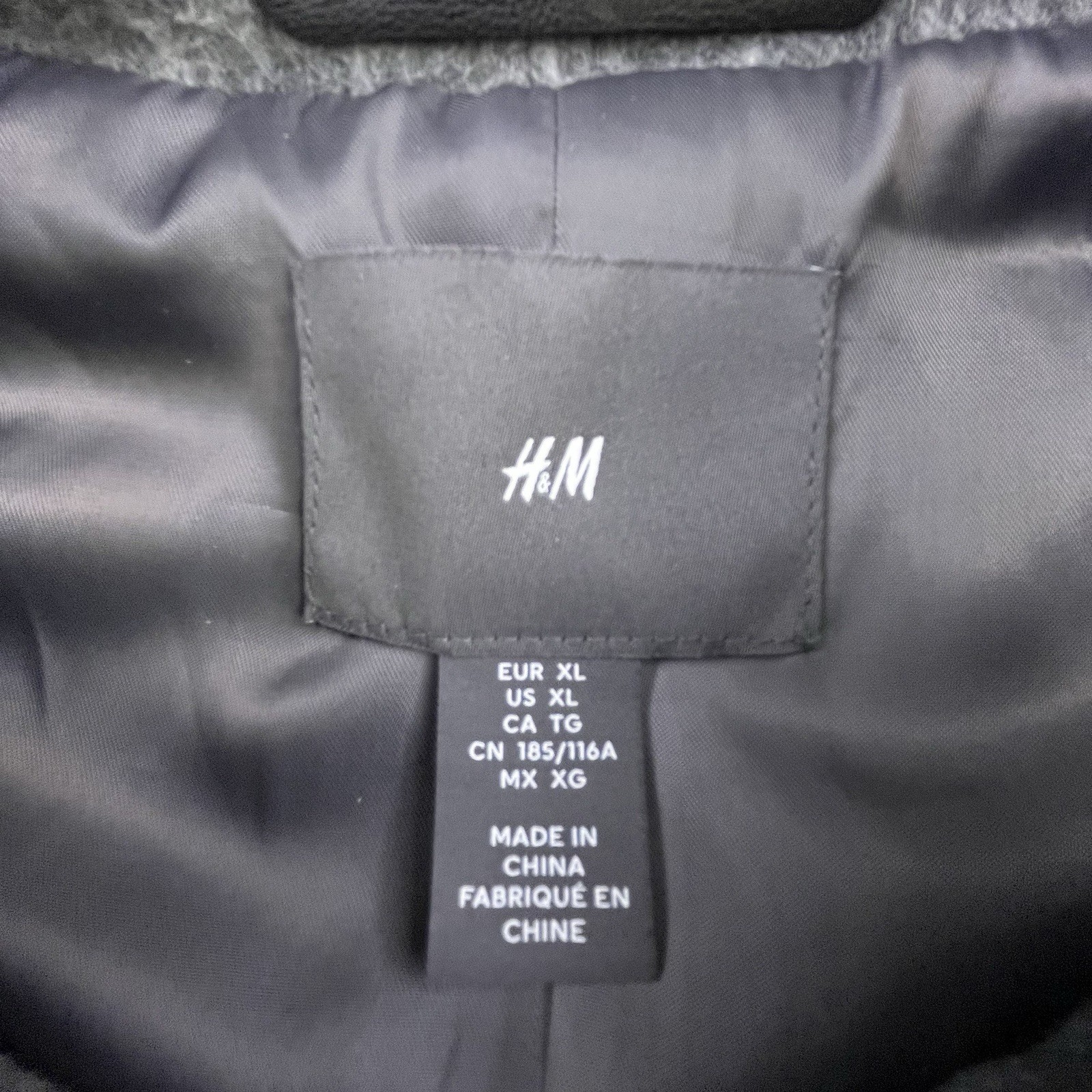 Vintage H&M Jacket Mens XL Gray Pinstripe Full Zip Lined Coat Polyester
