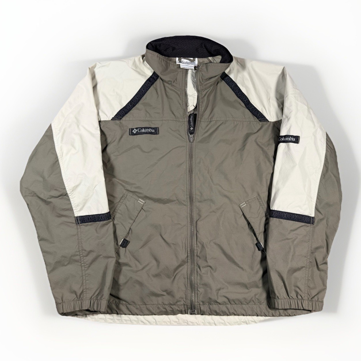 VTG Y2K Columbia Windbreaker Jacket Packable Men’s Large Olive Beige Aztec