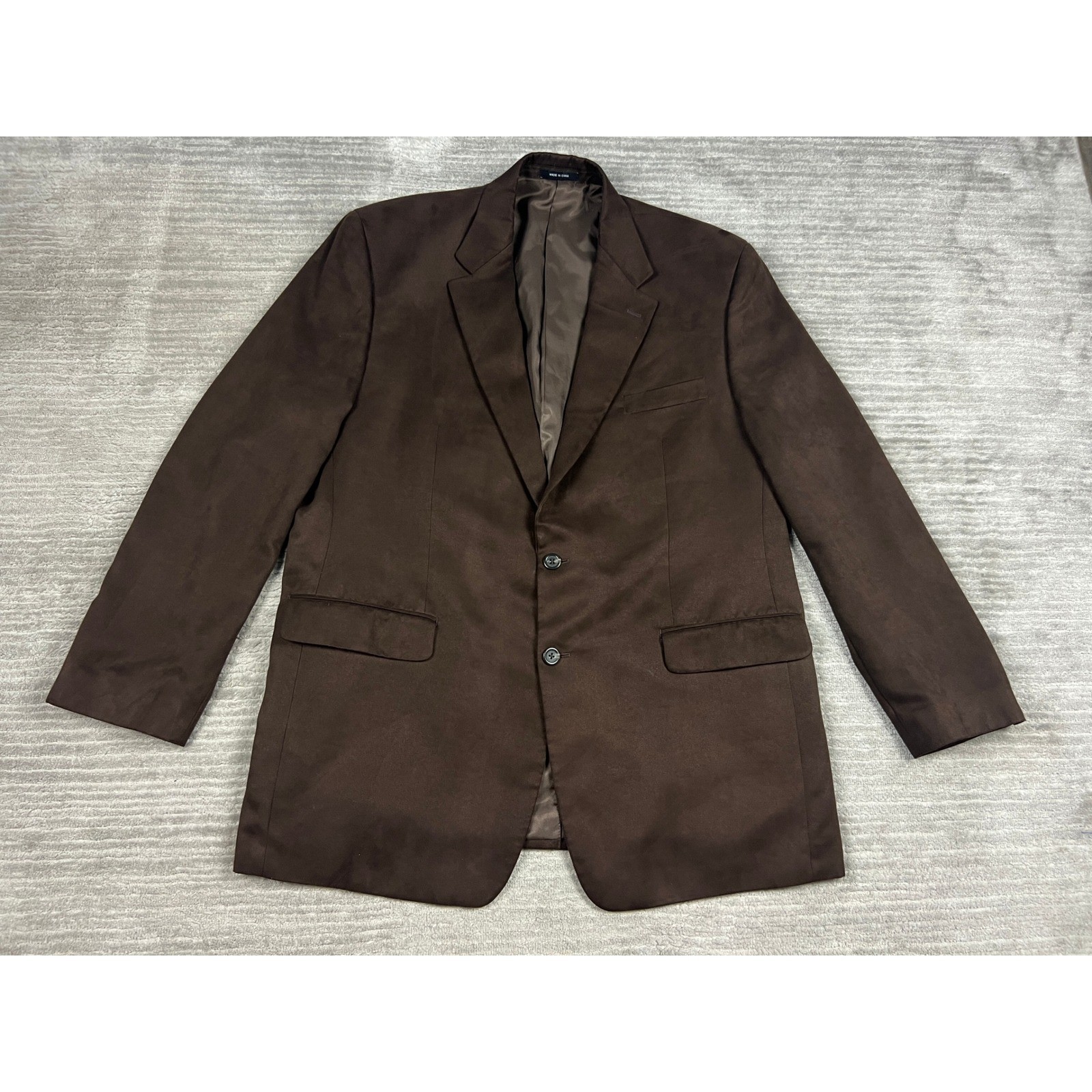 Chaps Blazer Mens 46L Brown Faux Suede Sport Coat Two Button Professional Jacket