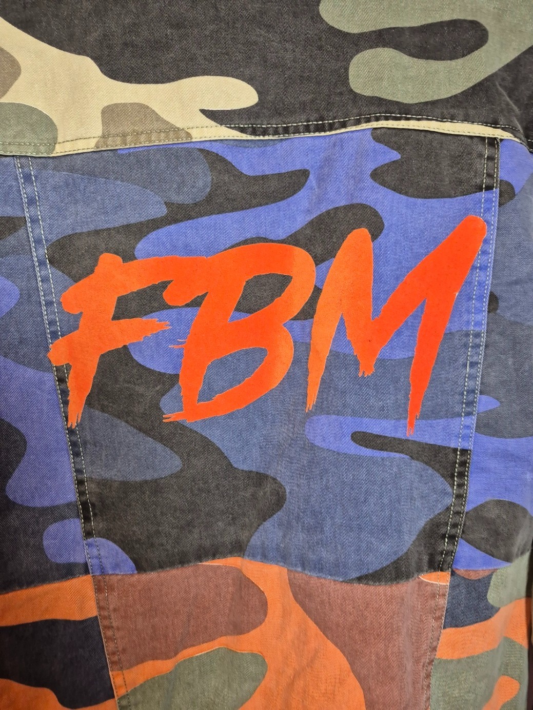 BKYS Camo Trucker Jacket Mens Small Multicolor FBM Before Money Family Cotton