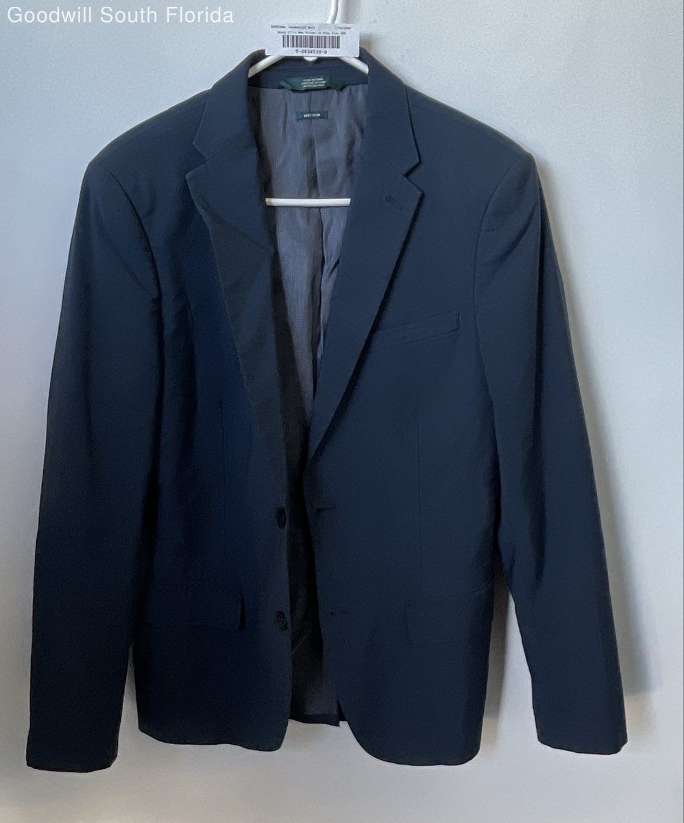 Perry Ellis Mens Blue Long Sleeve Notch Lapel Collar Two-Button Blazer Size 36R