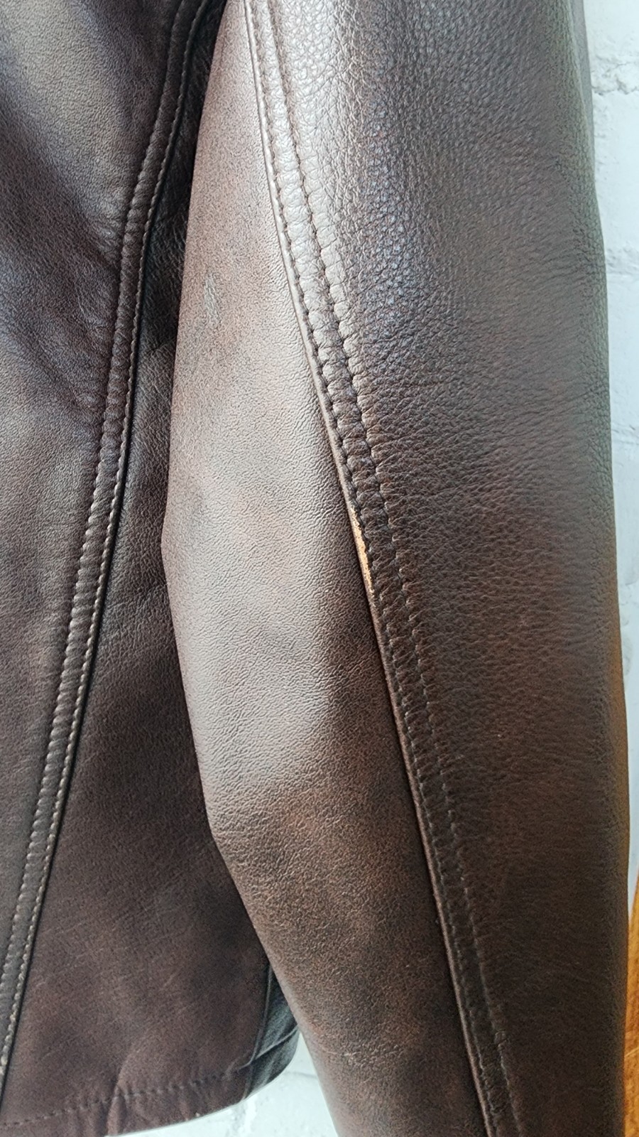 Designer Club Men’s Brown Leather Zip-Front Jacket Lined Spread Collar Size 60