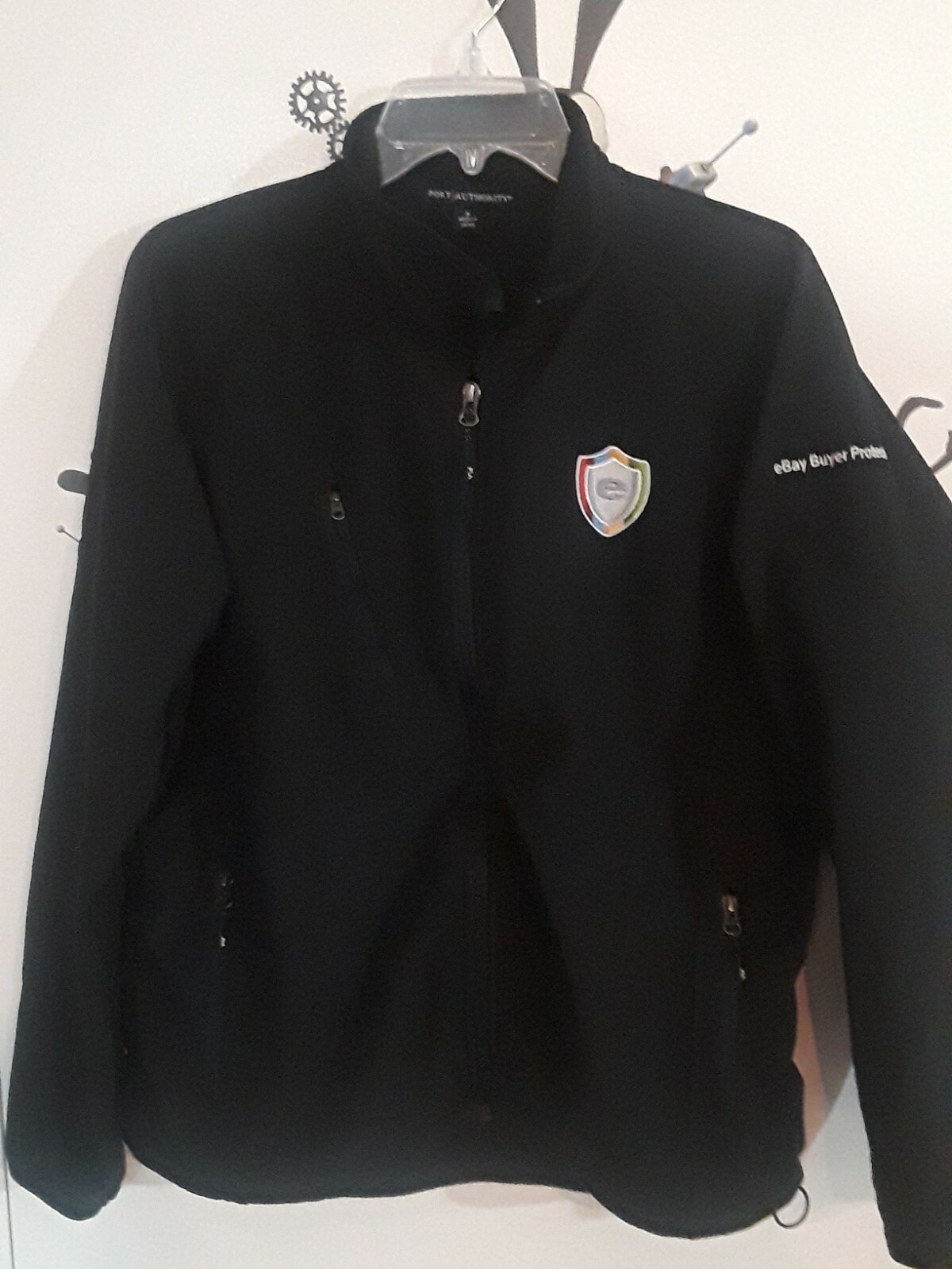 Small Employee Ebay Shield Logo Black Jacket Full Zip buyer protection Unisex