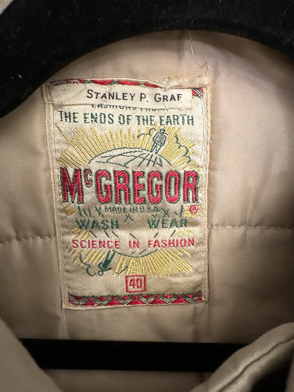 Vintage McGregor Tan Chore barn Quilted jacket hooded coat barrel button & zip L