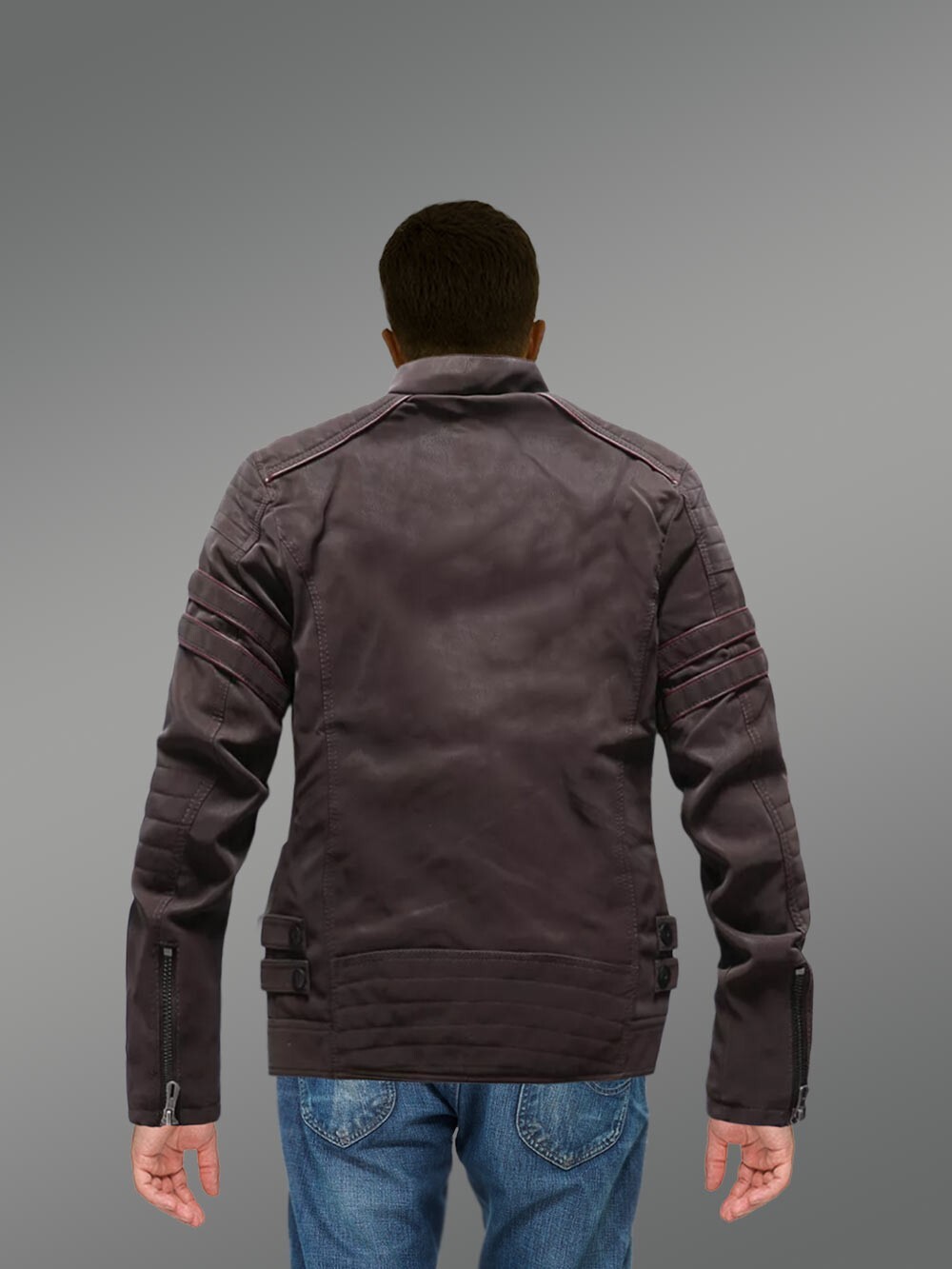 Men’s Matt Leather Jacket in Brown