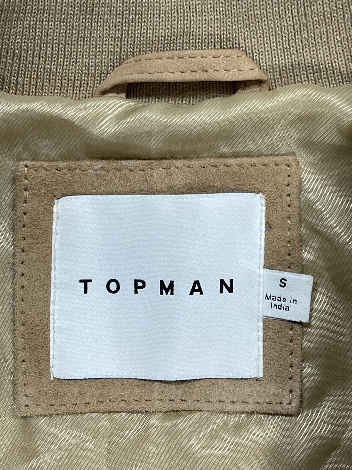 Topman Suede Jacket Beige Mens Size S Pre Owned Full Zip Good Condition