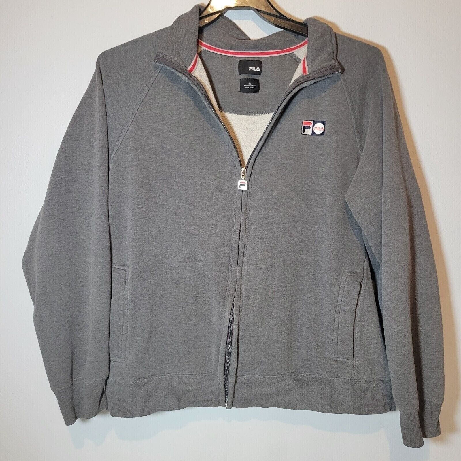 Fila Mens Coat Size XL Full Zip Gray Pockets Fila Labeled Pull on Zipper Jacket
