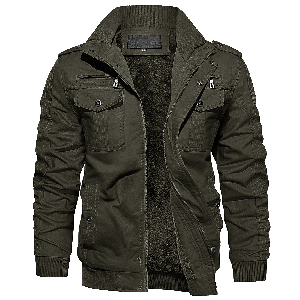 Men’s Winter Thermal Fleece Lined Bomber Jacket Outdoor Hiking Casual Work Coats