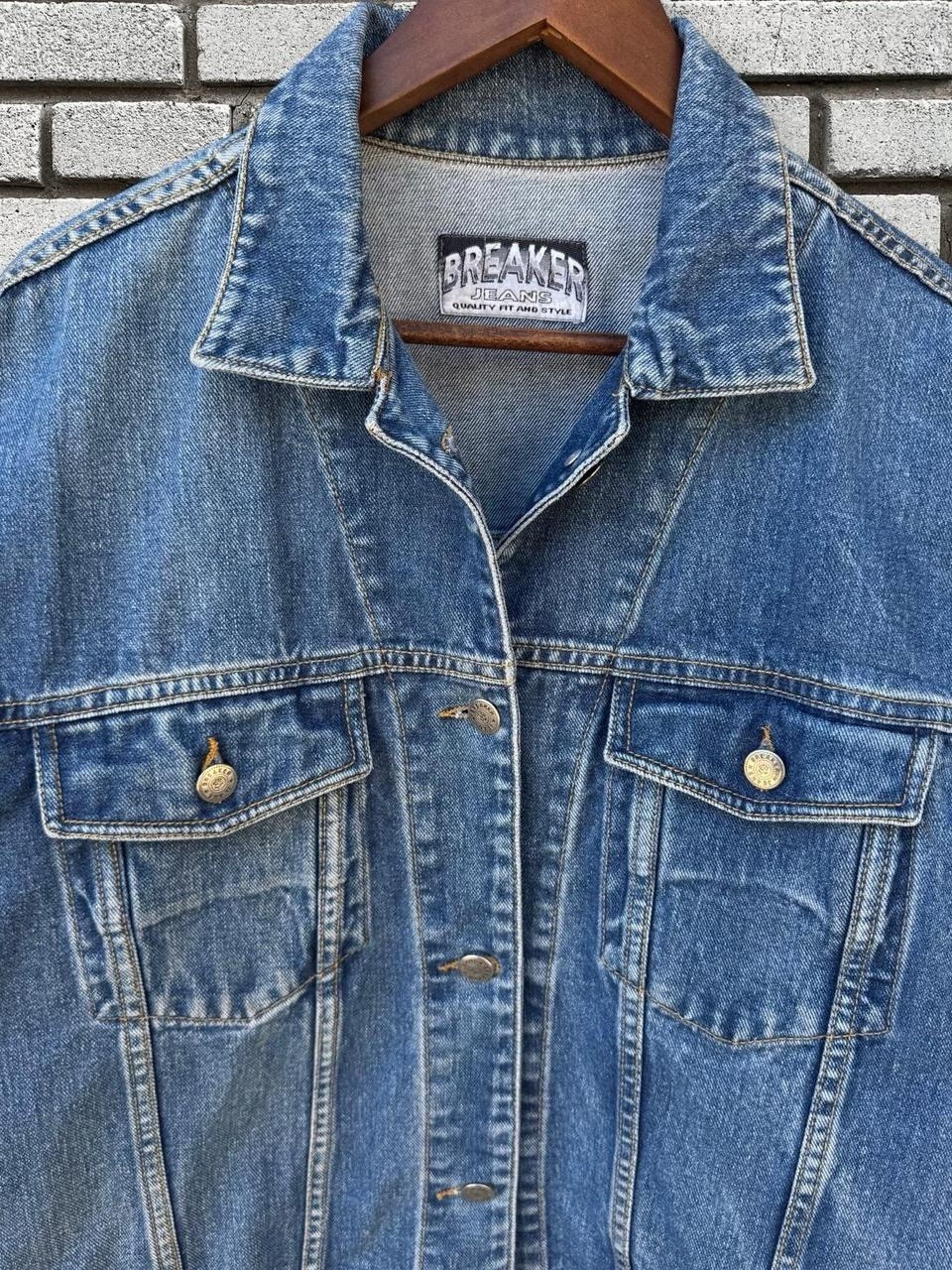 Vintage 80s 90s “Breaker Jeans” Denim Trucker Jacket Medium / Large 23.5” x 24”